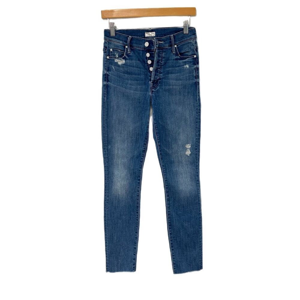 Mother Jeans Women’s Size 25 The Stunner Ankle Fray Blue Button Fly Med Wash